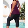imageYonique 3 Piece Plus Size Swimsuits for Women Tankini Tops with Sports Bra and Swim Capris Athletic Bathing SuitsPurple Floral