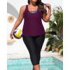 imageYonique 3 Piece Plus Size Swimsuits for Women Tankini Tops with Sports Bra and Swim Capris Athletic Bathing SuitsPurple Floral