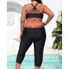 imageYonique 3 Piece Plus Size Swimsuits for Women Tankini Tops with Sports Bra and Swim Capris Athletic Bathing SuitsRed Floral  Black