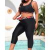 imageYonique 3 Piece Plus Size Swimsuits for Women Tankini Tops with Sports Bra and Swim Capris Athletic Bathing SuitsRed Floral  Black