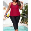 imageYonique 3 Piece Plus Size Swimsuits for Women Tankini Tops with Sports Bra and Swim Capris Athletic Bathing SuitsRed Floral