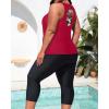 imageYonique 3 Piece Plus Size Swimsuits for Women Tankini Tops with Sports Bra and Swim Capris Athletic Bathing SuitsRed Floral