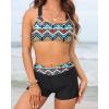 imageYonique 3 Piece Tankini Swimsuits for Women Swim Tank Top Bathing Suits with Boy Shorts and Bra Athletic SwimwearBlue Purple Geometric