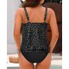 imageYonique Blouson Tankini Swimsuits for Women Loose Fit Floral Printed Modest Two Piece Bathing SuitsBlack Dot