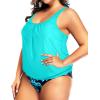 imageYonique Plus Size Two Piece Swimsuit for Women Blouson Tankini Tummy Control Bathing SuitAqua and Blue Flower