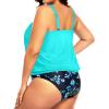 imageYonique Plus Size Two Piece Swimsuit for Women Blouson Tankini Tummy Control Bathing SuitAqua and Blue Flower