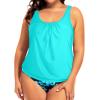 imageYonique Plus Size Two Piece Swimsuit for Women Blouson Tankini Tummy Control Bathing SuitAqua and Blue Flower