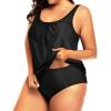 imageYonique Plus Size Two Piece Swimsuit for Women Blouson Tankini Tummy Control Bathing SuitBlack