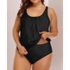 imageYonique Plus Size Two Piece Swimsuit for Women Blouson Tankini Tummy Control Bathing SuitBlack