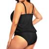 imageYonique Plus Size Two Piece Swimsuit for Women Blouson Tankini Tummy Control Bathing SuitBlack