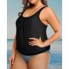 imageYonique Plus Size Two Piece Swimsuit for Women Blouson Tankini Tummy Control Bathing SuitBlack White Stripe