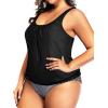 imageYonique Plus Size Two Piece Swimsuit for Women Blouson Tankini Tummy Control Bathing SuitBlack White Stripe