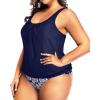 imageYonique Plus Size Two Piece Swimsuit for Women Blouson Tankini Tummy Control Bathing SuitNavy Geometry