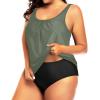 imageYonique Plus Size Two Piece Swimsuit for Women Blouson Tankini Tummy Control Bathing SuitOlive Green