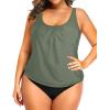imageYonique Plus Size Two Piece Swimsuit for Women Blouson Tankini Tummy Control Bathing SuitOlive Green