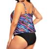 imageYonique Plus Size Two Piece Swimsuit for Women Blouson Tankini Tummy Control Bathing SuitPink Colorful Striped