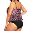 imageYonique Plus Size Two Piece Swimsuit for Women Blouson Tankini Tummy Control Bathing SuitPink Stripe 02
