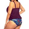 imageYonique Plus Size Two Piece Swimsuit for Women Blouson Tankini Tummy Control Bathing SuitPurple Leaf