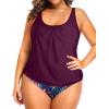 imageYonique Plus Size Two Piece Swimsuit for Women Blouson Tankini Tummy Control Bathing SuitPurple Leaf