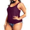imageYonique Plus Size Two Piece Swimsuit for Women Blouson Tankini Tummy Control Bathing SuitPurple Leaf