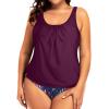 imageYonique Plus Size Two Piece Swimsuit for Women Blouson Tankini Tummy Control Bathing SuitPurple Leaf