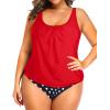 imageYonique Plus Size Two Piece Swimsuit for Women Blouson Tankini Tummy Control Bathing SuitRed