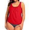 imageYonique Plus Size Two Piece Swimsuit for Women Blouson Tankini Tummy Control Bathing SuitRed