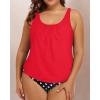 imageYonique Plus Size Two Piece Swimsuit for Women Blouson Tankini Tummy Control Bathing SuitRed