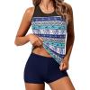 imageYonique Tankini Swimsuits for Women with Shorts Athletic Two Piece Bathing Suits Racerback Tank Tops SwimwearAblue Mandala