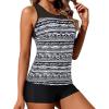 imageYonique Tankini Swimsuits for Women with Shorts Athletic Two Piece Bathing Suits Racerback Tank Tops SwimwearBlack  White