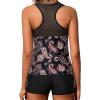 imageYonique Tankini Swimsuits for Women with Shorts Athletic Two Piece Bathing Suits Racerback Tank Tops SwimwearBlack Paisley