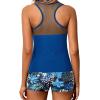 imageYonique Tankini Swimsuits for Women with Shorts Athletic Two Piece Bathing Suits Racerback Tank Tops SwimwearBlue Floral