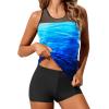 imageYonique Tankini Swimsuits for Women with Shorts Athletic Two Piece Bathing Suits Racerback Tank Tops SwimwearBlue Gradient
