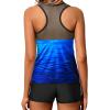 imageYonique Tankini Swimsuits for Women with Shorts Athletic Two Piece Bathing Suits Racerback Tank Tops SwimwearBlue Gradient
