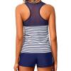 imageYonique Tankini Swimsuits for Women with Shorts Athletic Two Piece Bathing Suits Racerback Tank Tops SwimwearBlue Striped