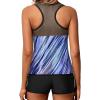 imageYonique Tankini Swimsuits for Women with Shorts Athletic Two Piece Bathing Suits Racerback Tank Tops SwimwearBlue Striped Block