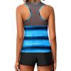 imageYonique Tankini Swimsuits for Women with Shorts Athletic Two Piece Bathing Suits Racerback Tank Tops SwimwearColor Block