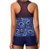 imageYonique Tankini Swimsuits for Women with Shorts Athletic Two Piece Bathing Suits Racerback Tank Tops SwimwearDark Blue Paisley