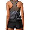 imageYonique Tankini Swimsuits for Women with Shorts Athletic Two Piece Bathing Suits Racerback Tank Tops SwimwearGray Gradient
