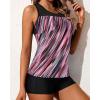 imageYonique Tankini Swimsuits for Women with Shorts Athletic Two Piece Bathing Suits Racerback Tank Tops SwimwearPink Striped