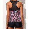 imageYonique Tankini Swimsuits for Women with Shorts Athletic Two Piece Bathing Suits Racerback Tank Tops SwimwearPink Striped