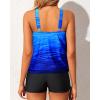 imageYonique Tankini Swimsuits with Shorts  Tummy Control Two Piece Blouson Bathing Suits High Neck SwimwearBlue Gradient