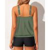 imageYonique Tankini Swimsuits with Shorts  Tummy Control Two Piece Blouson Bathing Suits High Neck SwimwearOlive Green