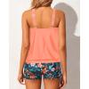 imageYonique Tankini Swimsuits with Shorts  Tummy Control Two Piece Blouson Bathing Suits High Neck SwimwearOrange Floral