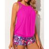 imageYonique Tankini Swimsuits with Shorts  Tummy Control Two Piece Blouson Bathing Suits High Neck SwimwearPink Flower