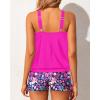 imageYonique Tankini Swimsuits with Shorts  Tummy Control Two Piece Blouson Bathing Suits High Neck SwimwearPink Flower