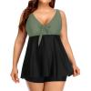 imageYonique Two Piece Plus Size Tankini Swimsuits for Women Flowy Bathing Suits with Shorts Tummy Control SwimwearOlive Green