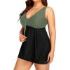 imageYonique Two Piece Plus Size Tankini Swimsuits for Women Flowy Bathing Suits with Shorts Tummy Control SwimwearOlive Green