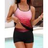 imageYonique Two Piece Tankini Swimsuits for Women with Shorts Tummy Control Bathing Suits Athletic SwimwearRed Gradient