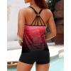 imageYonique Two Piece Tankini Swimsuits for Women with Shorts Tummy Control Bathing Suits Athletic SwimwearRed Gradient